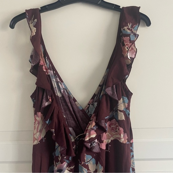 New! Show Me Your Mumu Bianca Ruffled Floral Burgundy Jumpsuit NWT 20162 - Picture 6 of 11